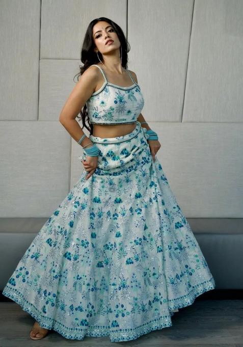 Multicolor Embroidery Georgette Lehenga Set