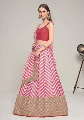 Multicolor Embroidery Georgette Lehenga Set