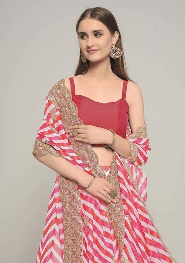 Multicolor Embroidery Georgette Lehenga Set - Indya