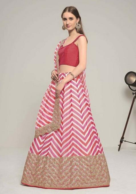 Multicolor Embroidery Georgette Lehenga Set