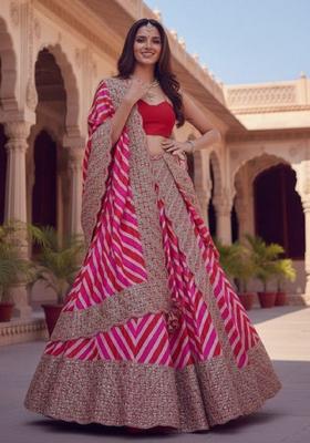 Multicolor Embroidery Georgette Lehenga Set