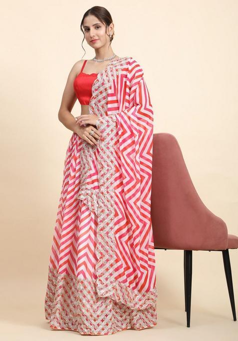 Multicolor Embroidery Georgette Lehenga Set