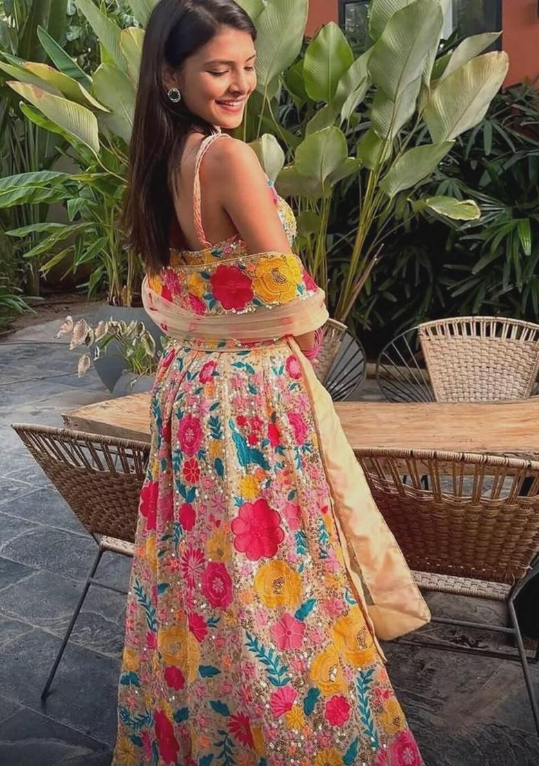 Chiku Embroidery Georgette Lehenga Set - Indya