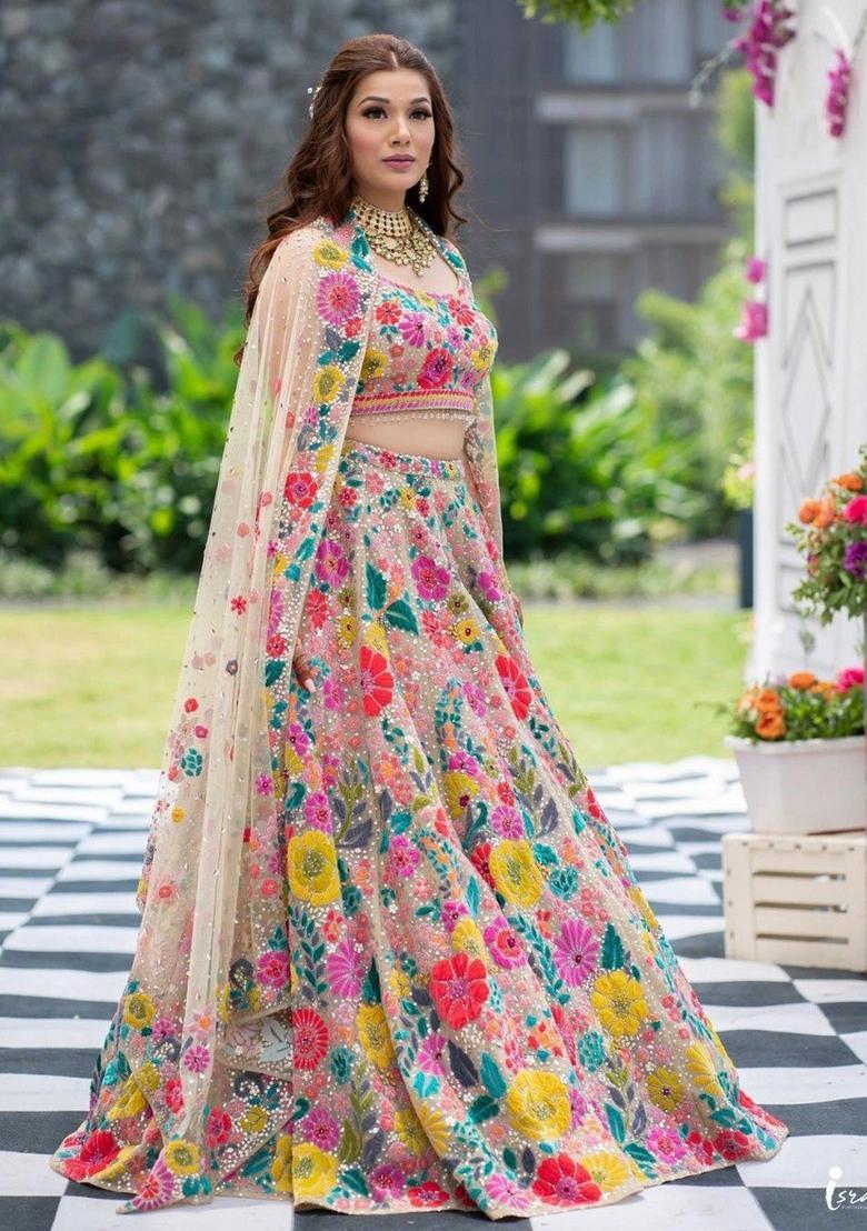 Chiku Embroidery Georgette Lehenga Set - Indya