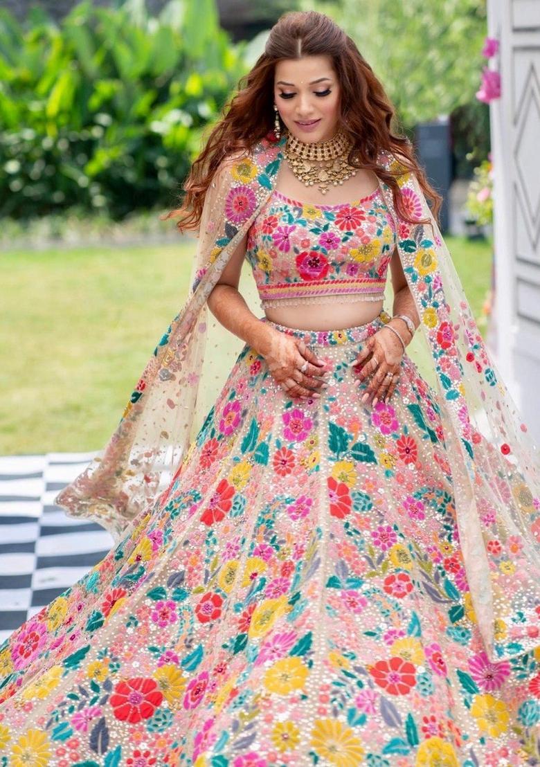 Chiku Embroidery Georgette Lehenga Set - Indya