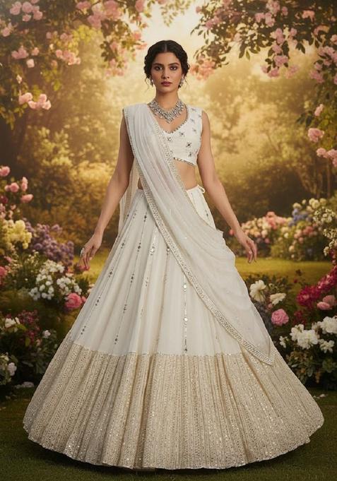 Black Embroidery Georgette Lehenga Set