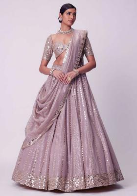 Ash Pink Embroidery Viscose Lehenga Set