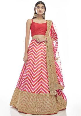 Multicolor Embroidery Georgette Lehenga Set