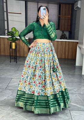 Multicolor Embroidery Silk Lehenga Set