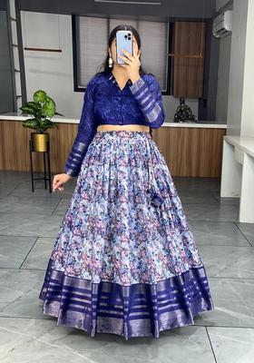 Multicolor Embroidery Silk Lehenga Set