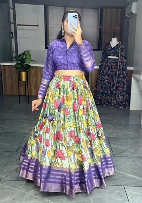 Multicolor Embroidery Silk Lehenga Set