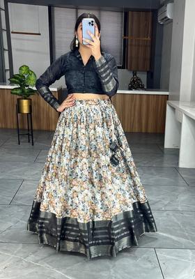 Multicolor Embroidery Silk Lehenga Set