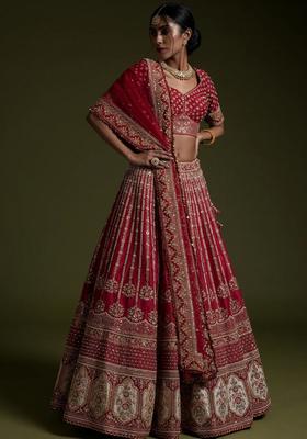 Maroon Sequins Work Silk Lehenga Set