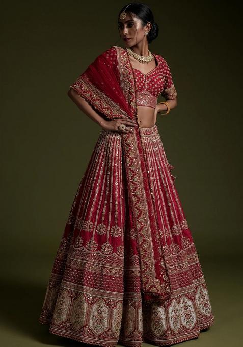 Maroon Sequins Work Silk Lehenga Set
