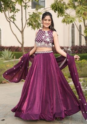 Wine Beads Work Fendy Lehenga Set