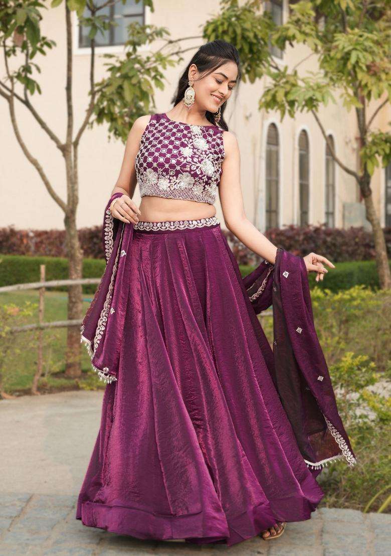 Wine Beads Work Fendy Lehenga Set for Diwali | Wedding & Festive Wear - Indya