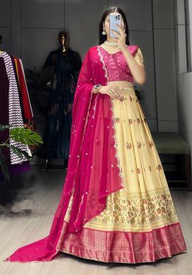 Pink Printed Marshmellow Rico Lehenga Set