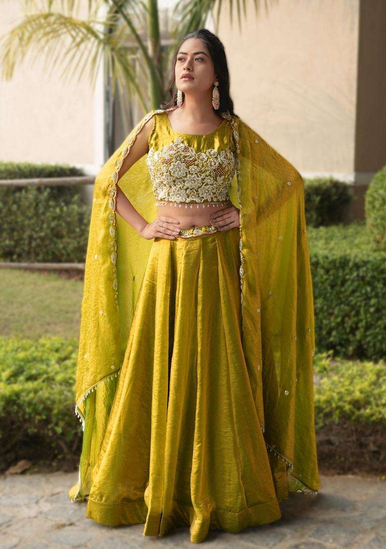 Gold Beads Work Fendy Lehenga Set for Diwali | Wedding & Festive Wear - Indya