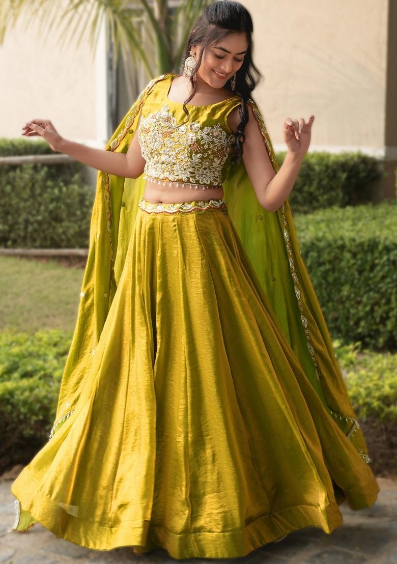 Gold Beads Work Fendy Lehenga Set - Indya