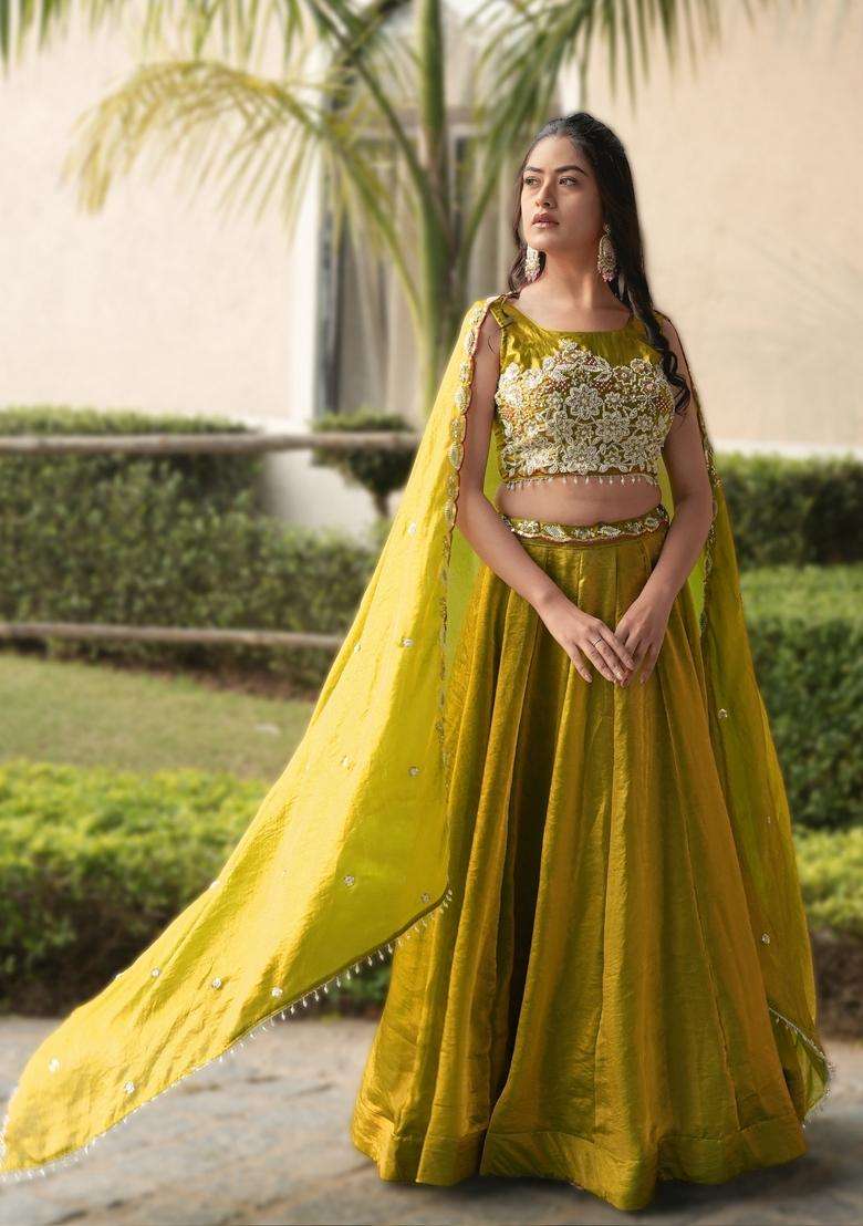 Gold Beads Work Fendy Lehenga Set for Diwali | Wedding & Festive Wear - Indya