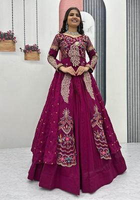 Pink Embroidery Silk Lehenga Set