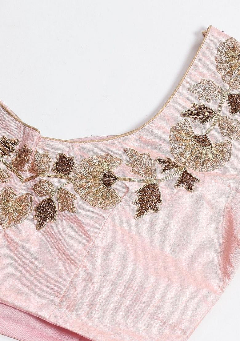 Purple Embroidered Silk Lehenga Set - Indya