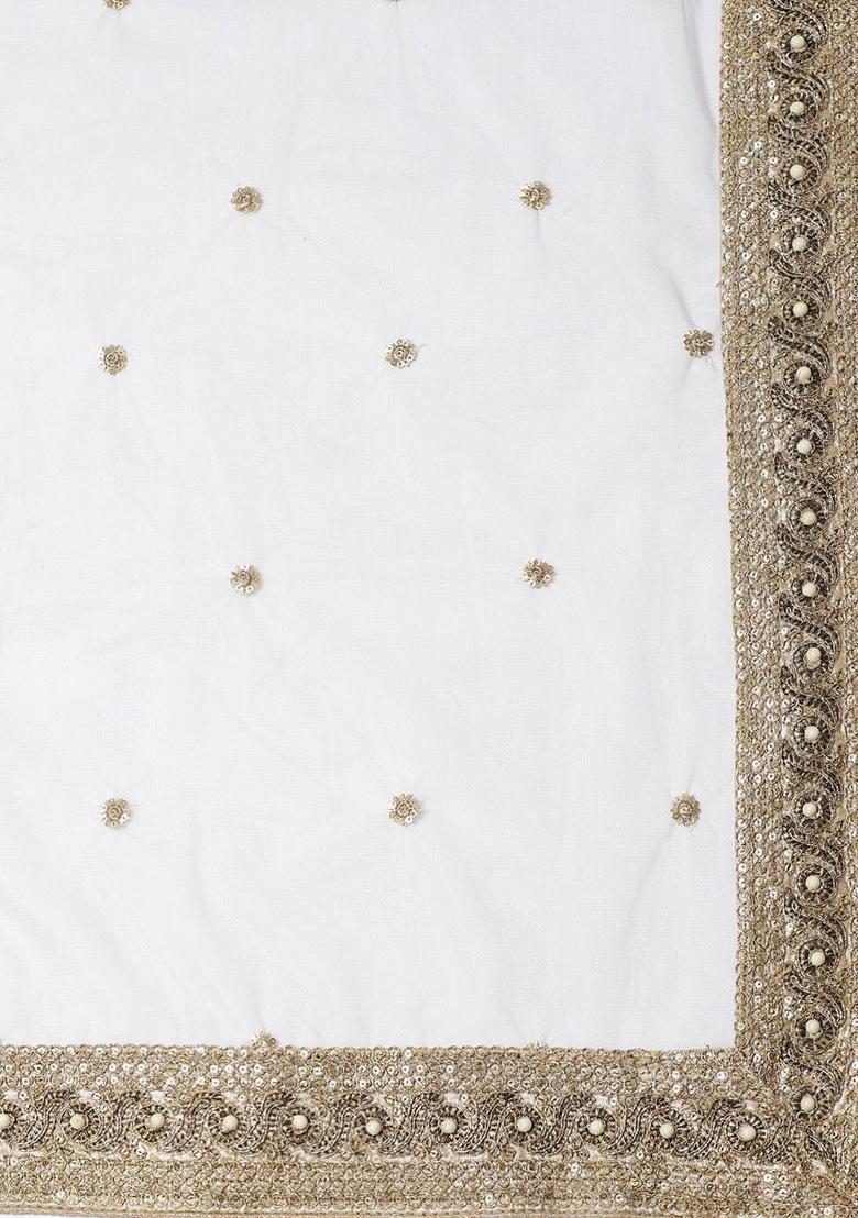 Grey Embroidered Silk Lehenga Set - Indya