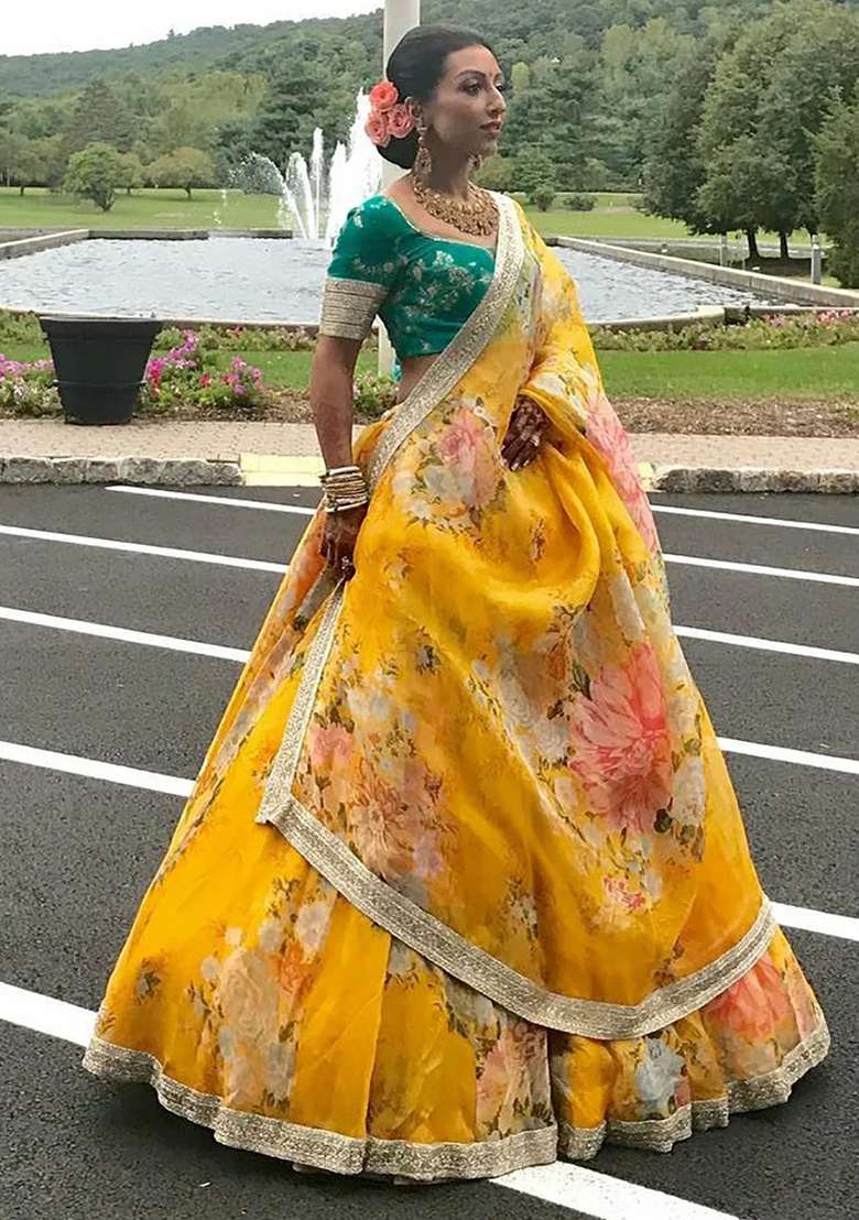 Off White Organza Lehenga Set with Embroidered for Diwali | Wedding & Festive Wear - Indya