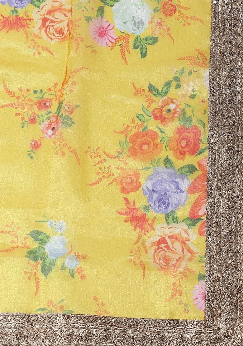 Off White Embroidered Organza Lehenga Set - Indya