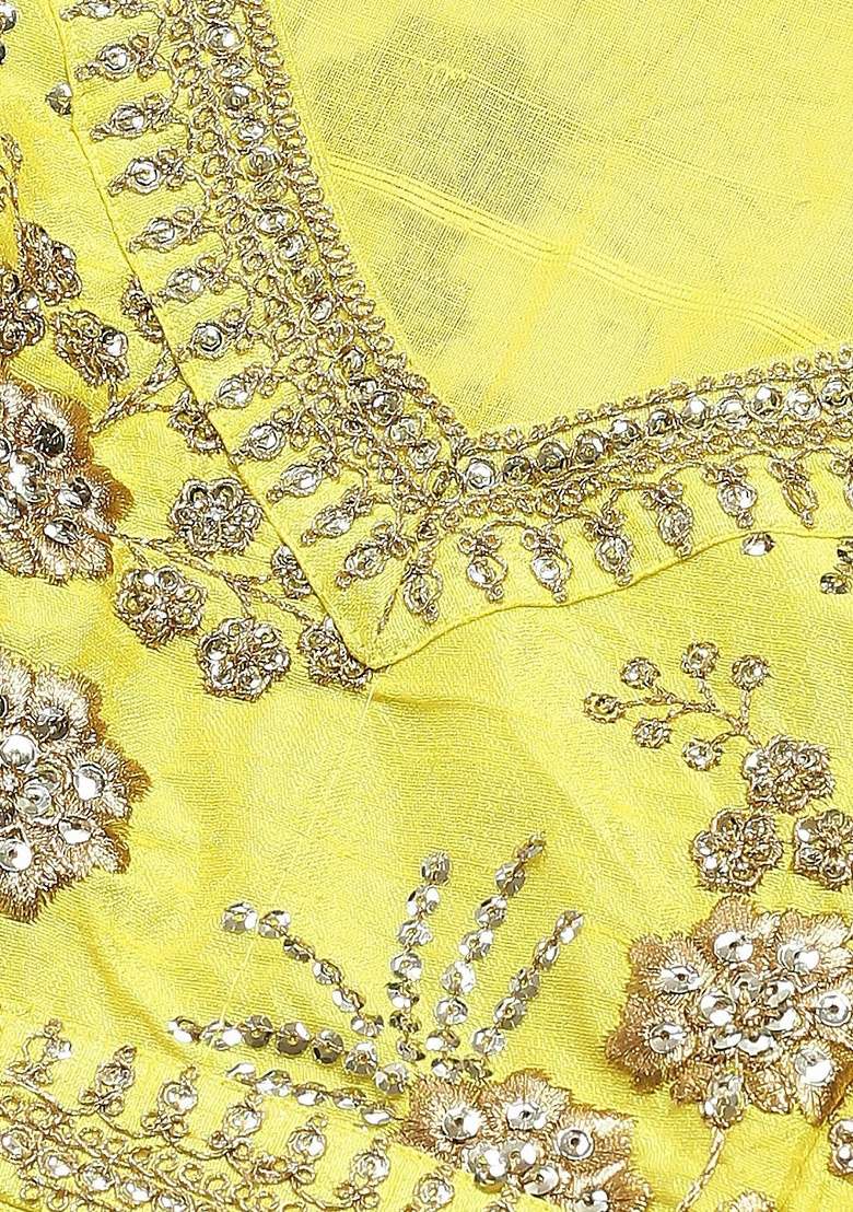 Green Embroidered Silk Blend Lehenga Set - Indya