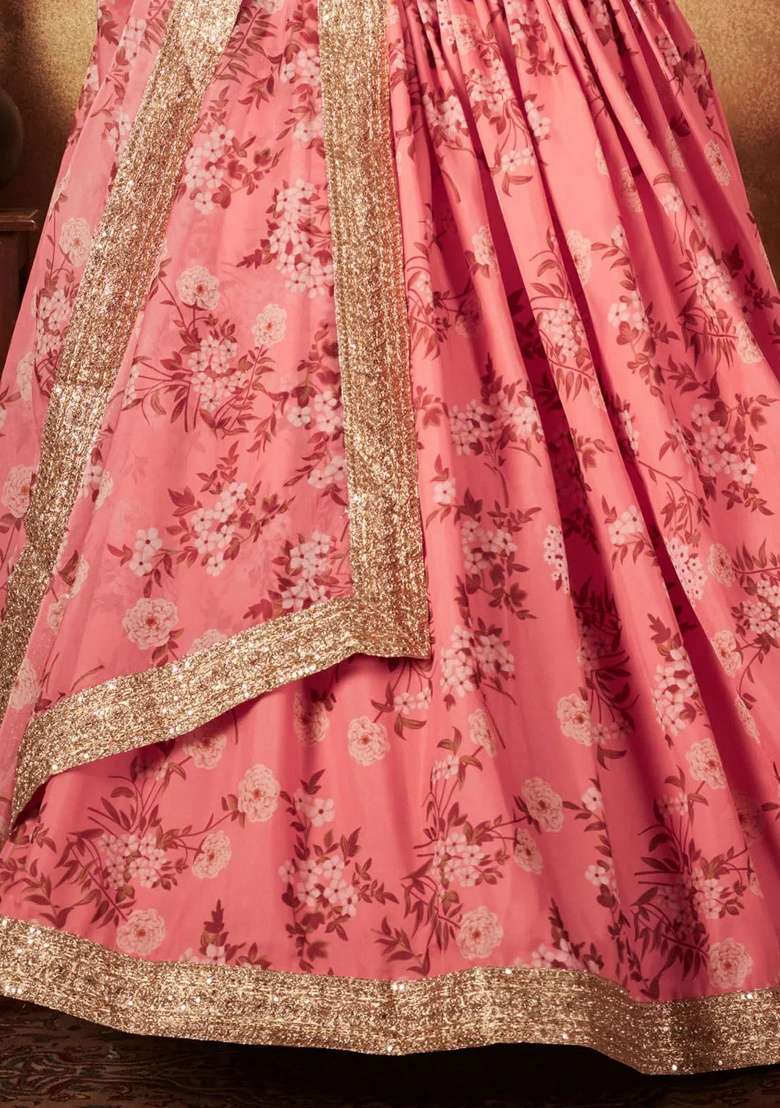 Pink Cotton Lehenga Set with Embroidered for Diwali | Wedding & Festive Wear - Indya