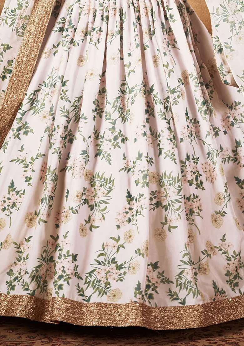 White Organza Lehenga Set with Embroidered for Diwali | Wedding & Festive Wear - Indya