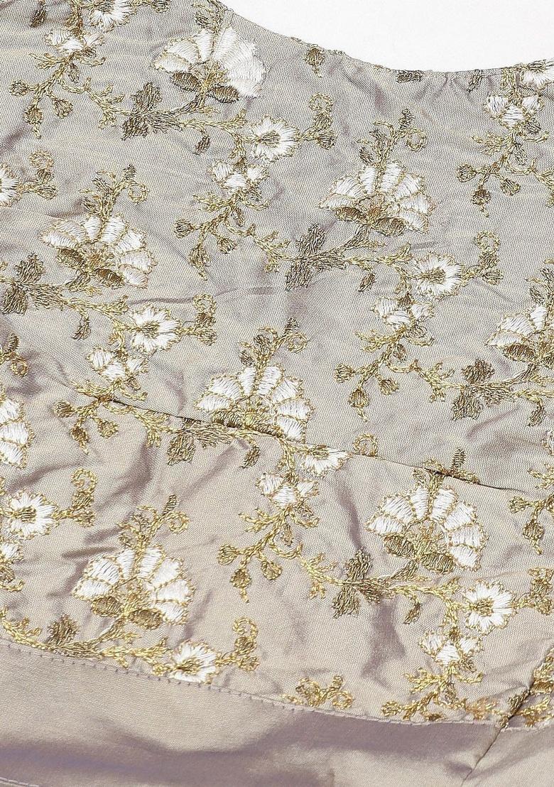 Multicolor Embroidered Silk Lehenga Set - Indya