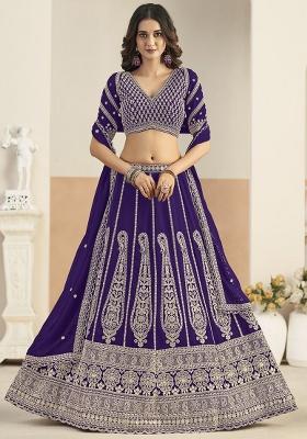 Violet Sequin Georgette Lehenga Set