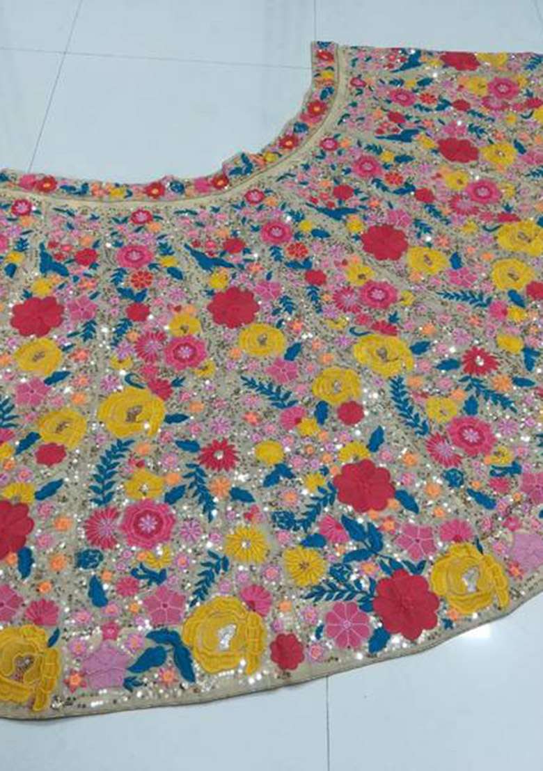 Multicolor Embroidered Georgette Lehenga Set for Diwali and Festive Wear - Indya