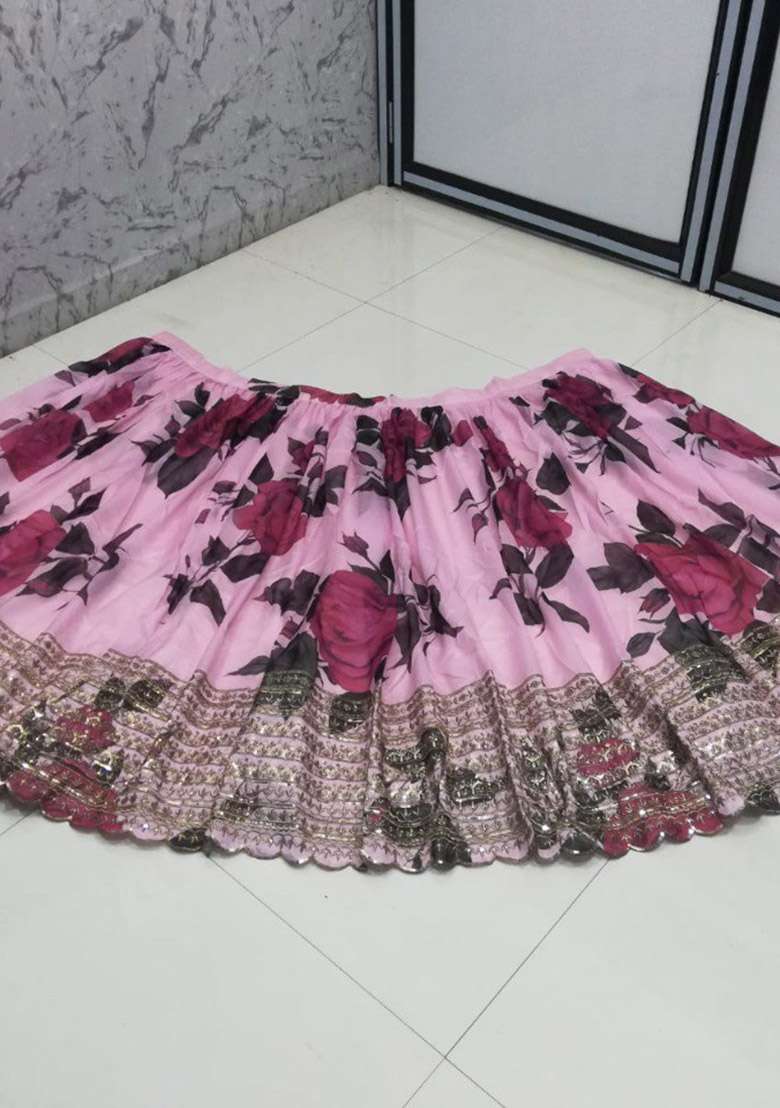 Pink Organza Lehenga Set with Embroidered for Diwali | Wedding & Festive Wear - Indya