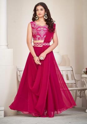 Pink Embroidery Georgette Lehenga Set