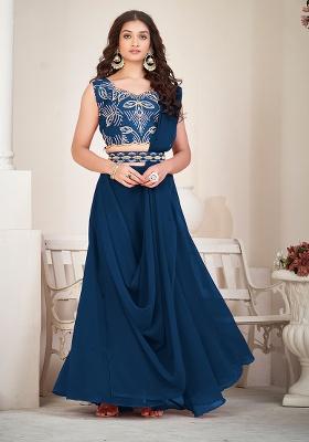 Rama Embroidery Georgette Lehenga Set