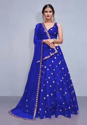Light Blue Embroidery Taffeta Lehenga Set