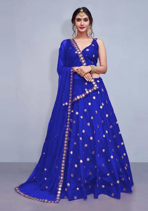 Light Blue Embroidery Taffeta Lehenga Set