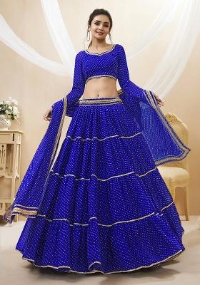 Blue Embroidery Georgette Lehenga Set