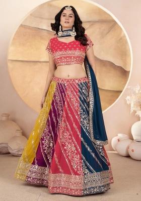 Multicolor Embroidery Georgette Lehenga Set
