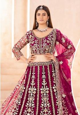Rani Pink Embroidery Net Lehenga Set