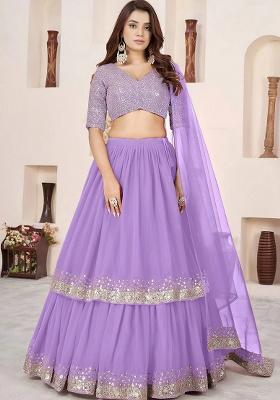 Lavender Sequins Georgette Lehenga Set