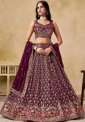 Maroon Sequins Georgette Lehenga Set