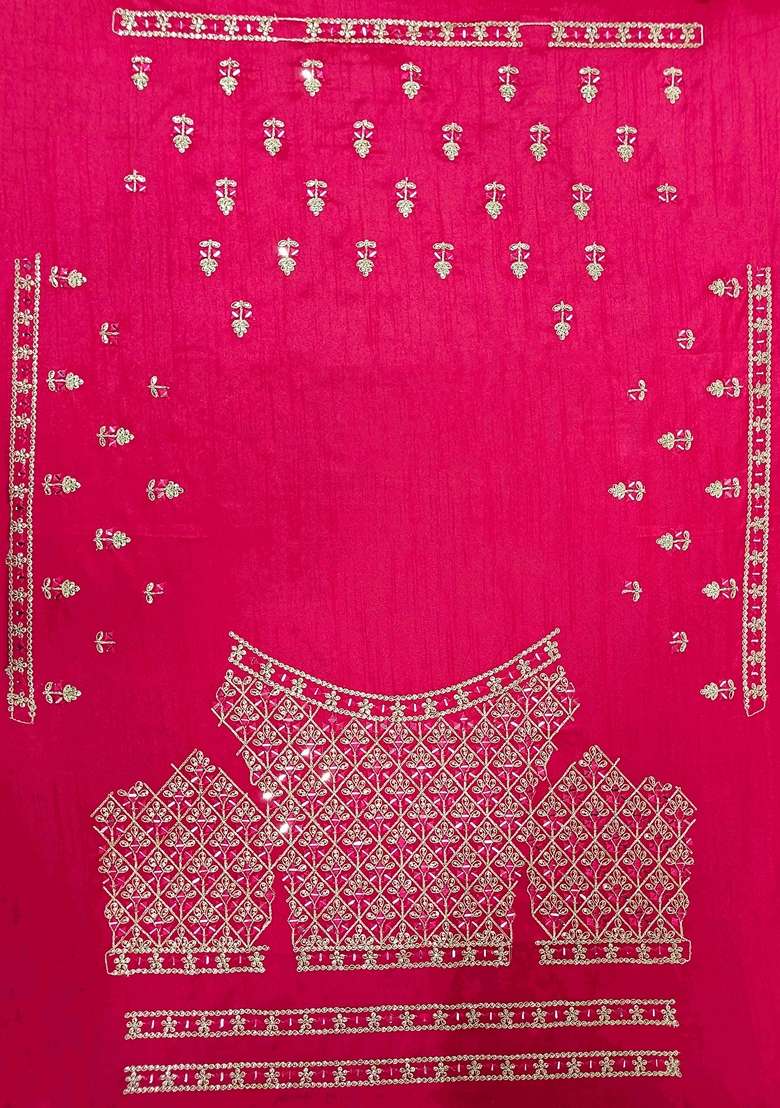 Pink Georgette Lehenga Set with Embroidery for Diwali | Wedding & Festive Wear - Indya