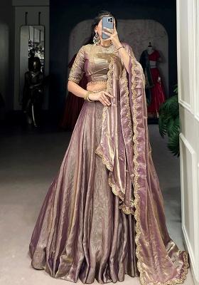 Lavender Embroidery Organza Lehenga Set