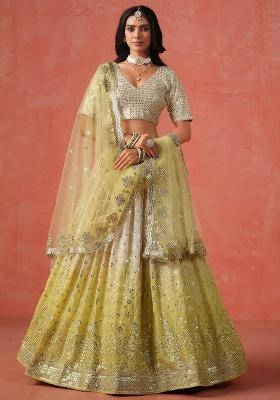 Yellow Sequins Georgette Lehenga Set
