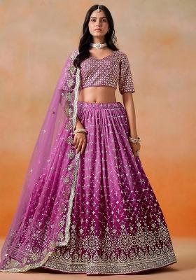 Pink Sequins Georgette Lehenga Set