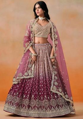 Pink Sequins Georgette Lehenga Set